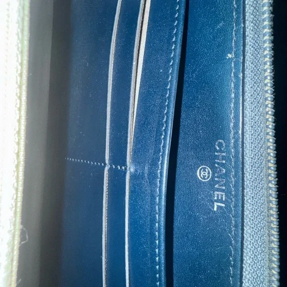 EUC! CHANEL - Blue Caviar Leather CC Timeless Zip Around Organizer Wallet - Picture 5 of 16